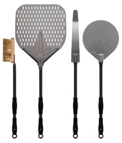 Alfa 4-Piece Extendable Pizza Peel Set With Black Handles