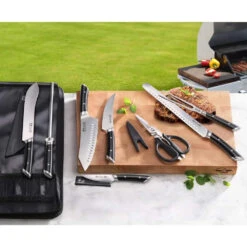 Cangshan Helena Black 9pc BBQ Knife Bag Set -Barbecue Supplies Store cangshan helena black 9pc bbq knife bag set kitchen knives 41767505625365