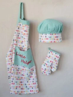 Child Apron With Chef Hat And Oven Mitt