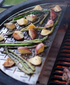 Kamado Joe Big Joe Stainless Steel Half Moon Cooking Surface For Fish And Vegetables -Barbecue Supplies Store kamado joe big joe stainless steel half moon cooking surface for fish and vegetables outdoor grill accessories 40053062107413