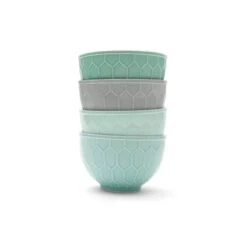 Quad Basket Bottle Topper With 4 Hex Pattern Stoneware Bowls -Barbecue Supplies Store quad basket bottle topper with 4 hex pattern stoneware bowls 40053022064917