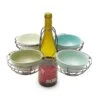 Quad Basket Bottle Topper With 4 Two-Toned Stoneware Bowls -Barbecue Supplies Store quad basket bottle topper with 4 two toned stoneware bowls 40053021835541