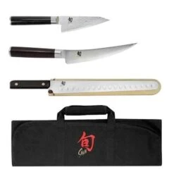 Shun Classic Four Piece BBQ Knife Set With Knife Roll
