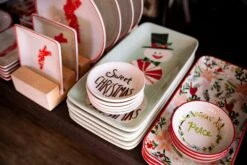 Stoneware Platter And Round "Peace" Dish With Poinsettia Pattern -Barbecue Supplies Store stoneware platter and round peace dish with poinsettia pattern seasonal holiday decorations 49380423237909