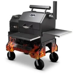Yoder Smokers YS480 Competition Cart Magnetic Wrap - Orange Flames -Barbecue Supplies Store yoder smokers ys480 competition cart magnetic wrap orange flames outdoor grill accessories 40053273690389