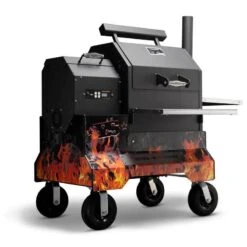 Yoder Smokers YS480 Competition Cart Magnetic Wrap - Orange Flames -Barbecue Supplies Store yoder smokers ys480 competition cart magnetic wrap orange flames outdoor grill accessories 40053273723157