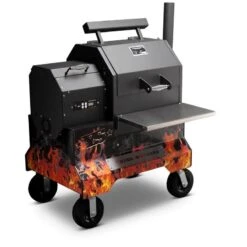 Yoder Smokers YS480 Competition Cart Magnetic Wrap - Orange Flames -Barbecue Supplies Store yoder smokers ys480 competition cart magnetic wrap orange flames outdoor grill accessories 40053273755925