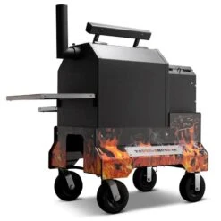 Yoder Smokers YS480 Competition Cart Magnetic Wrap - Orange Flames -Barbecue Supplies Store yoder smokers ys480 competition cart magnetic wrap orange flames outdoor grill accessories 40053273788693